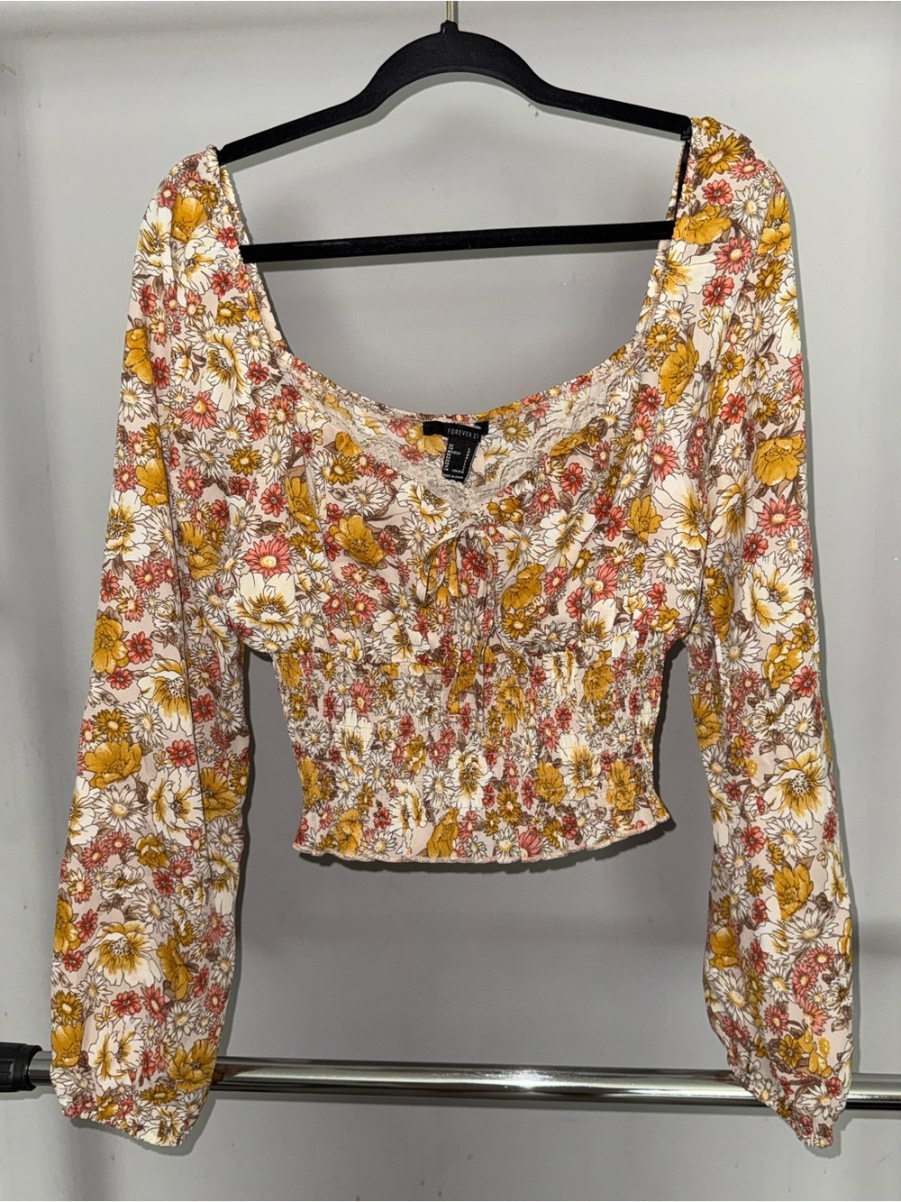 Floral smocked crop top